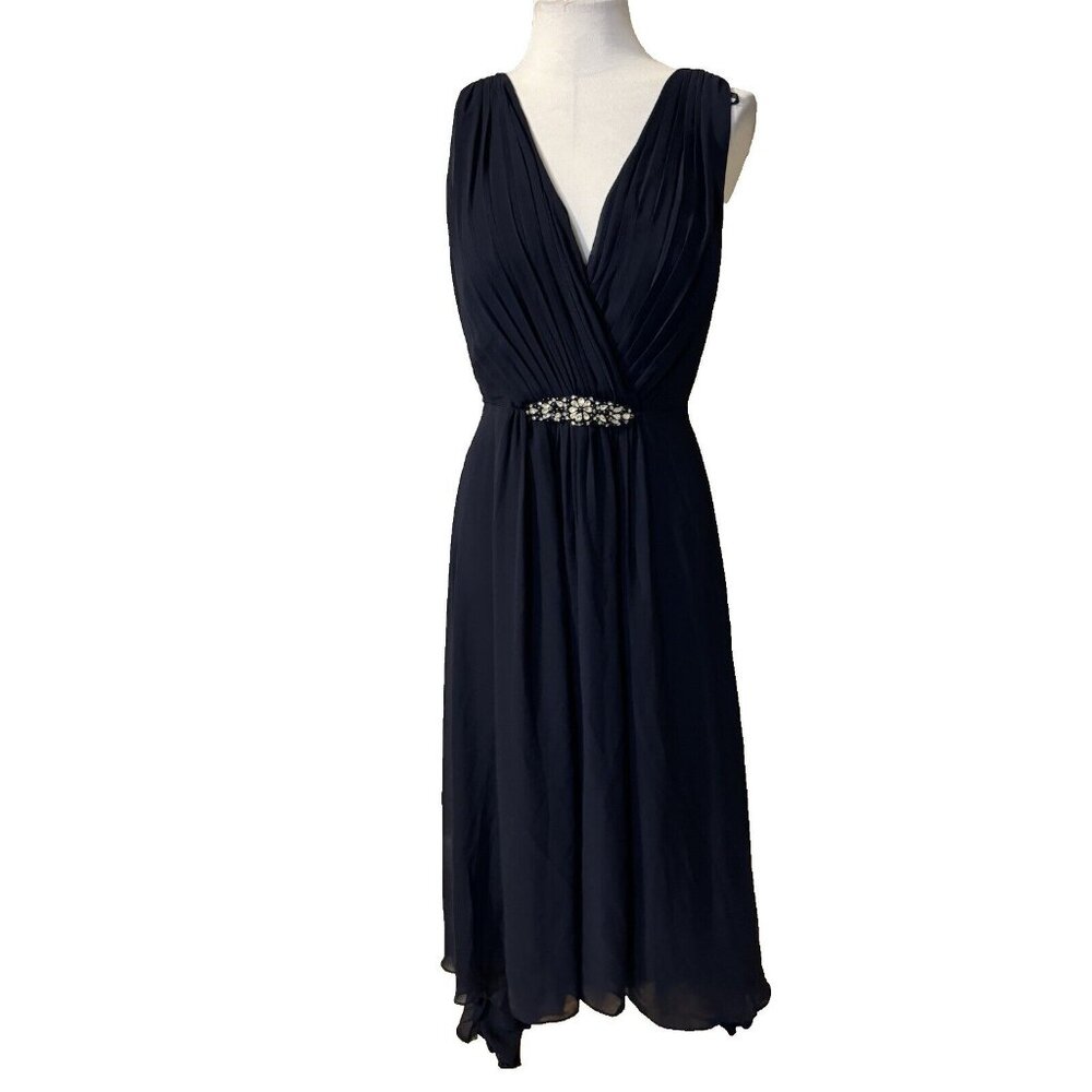 Eliza J. Evening Formal Dress 18 Navy Blue Flowy Wedding Church Party NWT - Picture 6 of 16